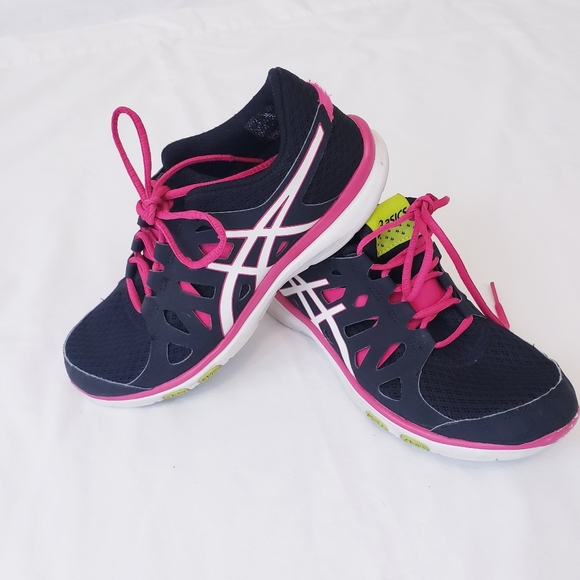 Asics Tempo Running Shoes Size 7 Women's Black White Pink 7M - Picture 1 of 8